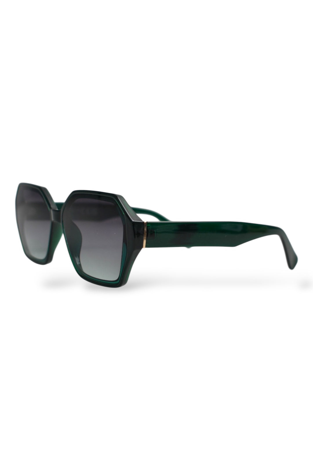 Womens Green Hexagon Chunky Sunglasses