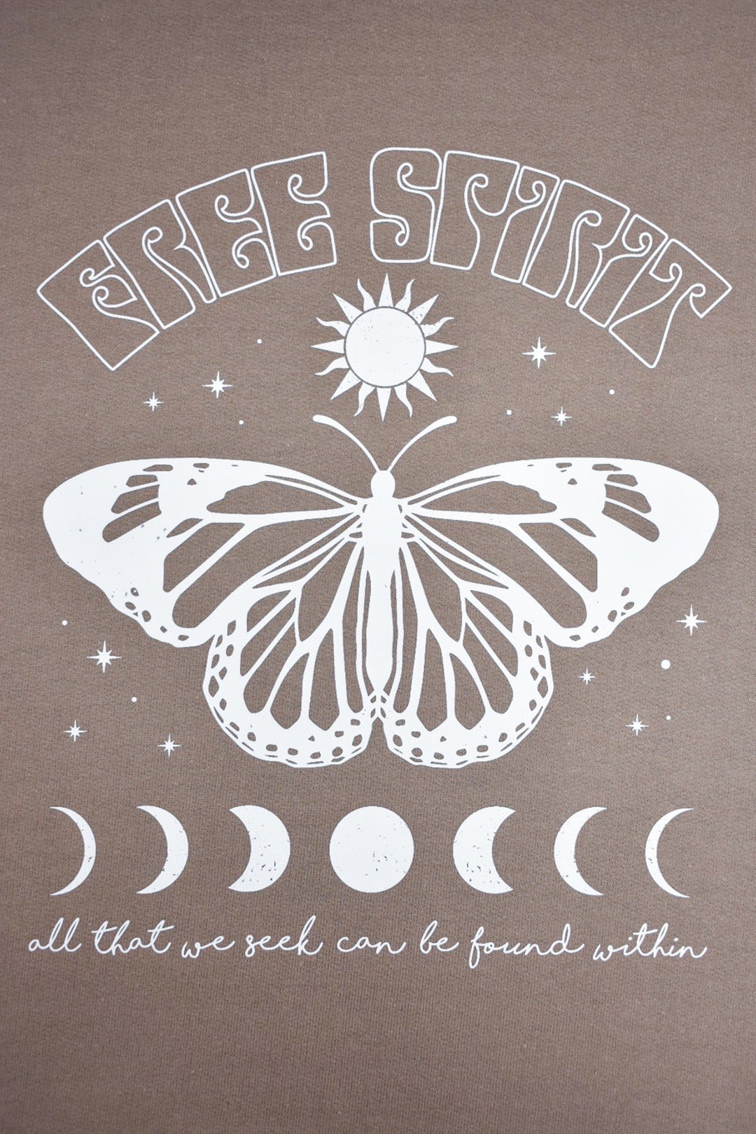Womens Mocha Free Spirit Butterfly Hoodie Design