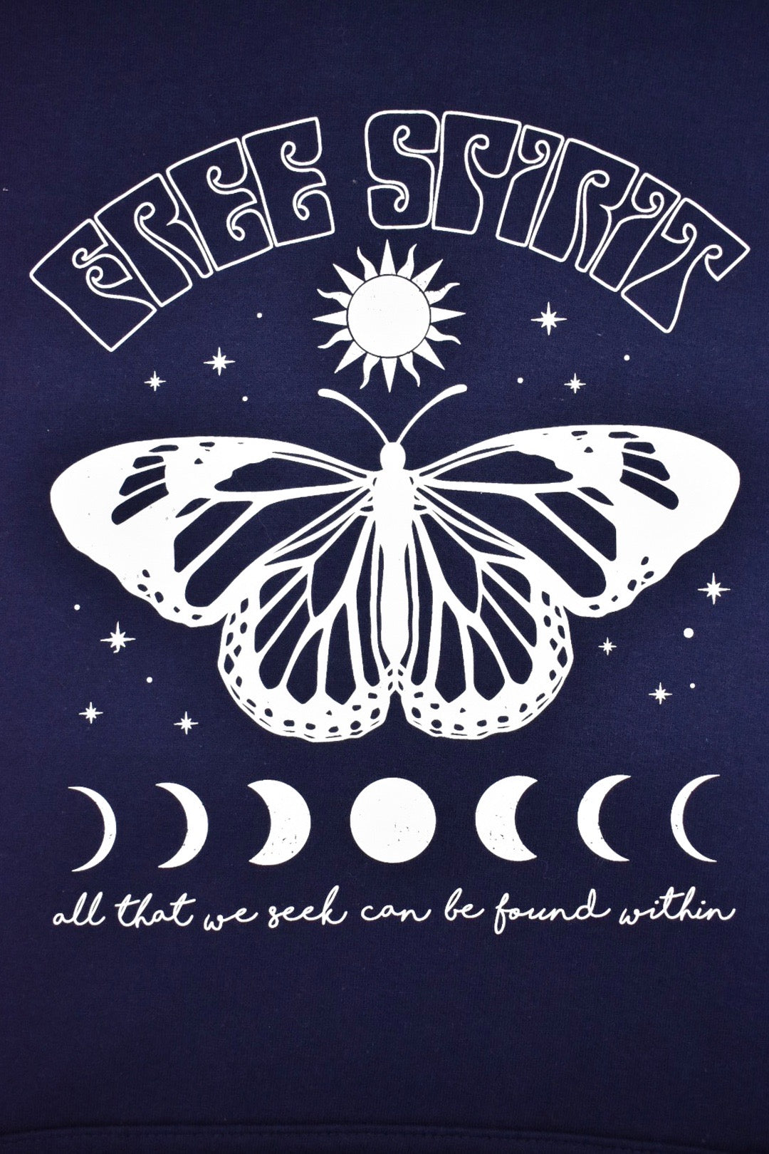 Womens Navy Free Spirit Butterfly Hoodie