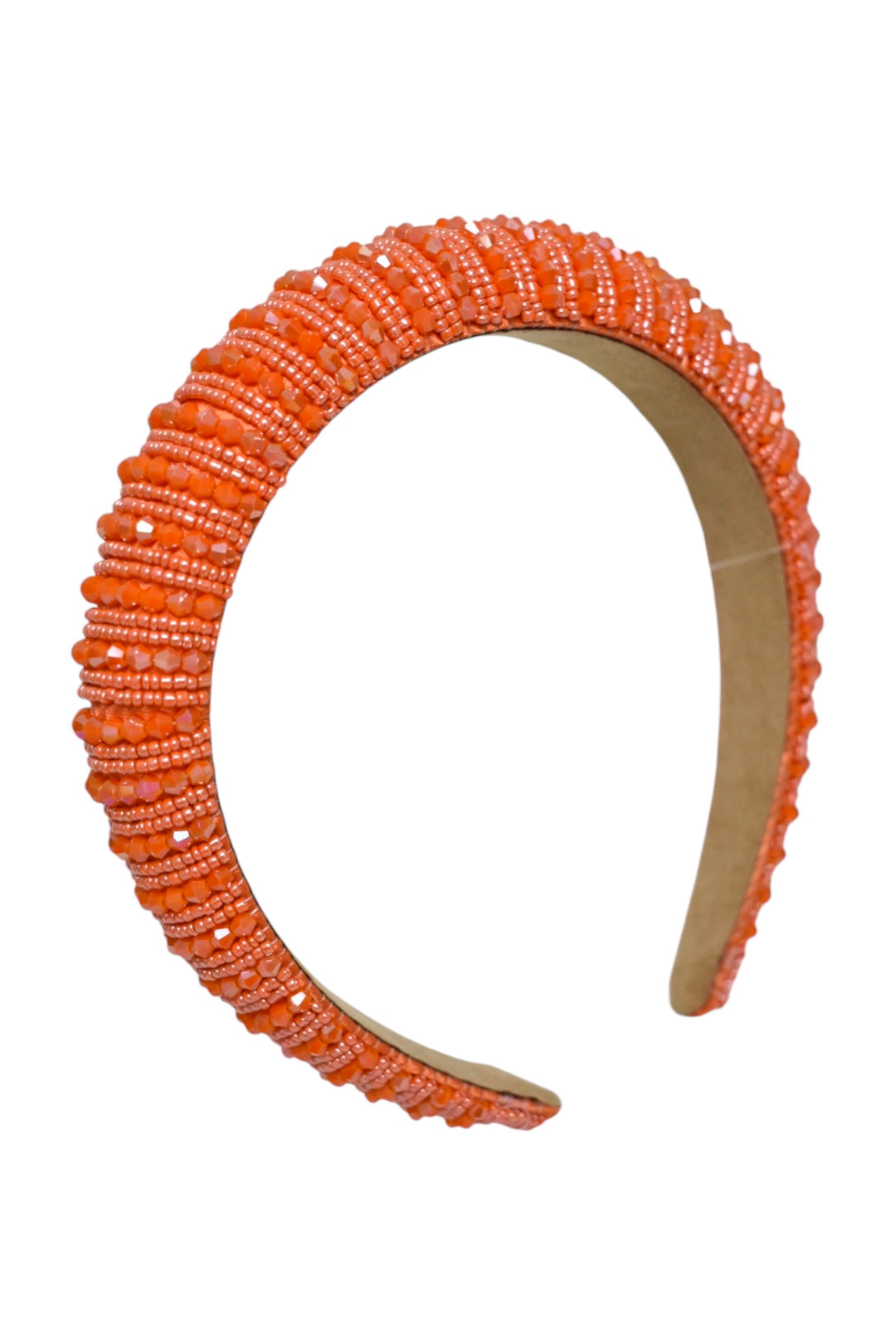 Womens Orange Beaded Hairband