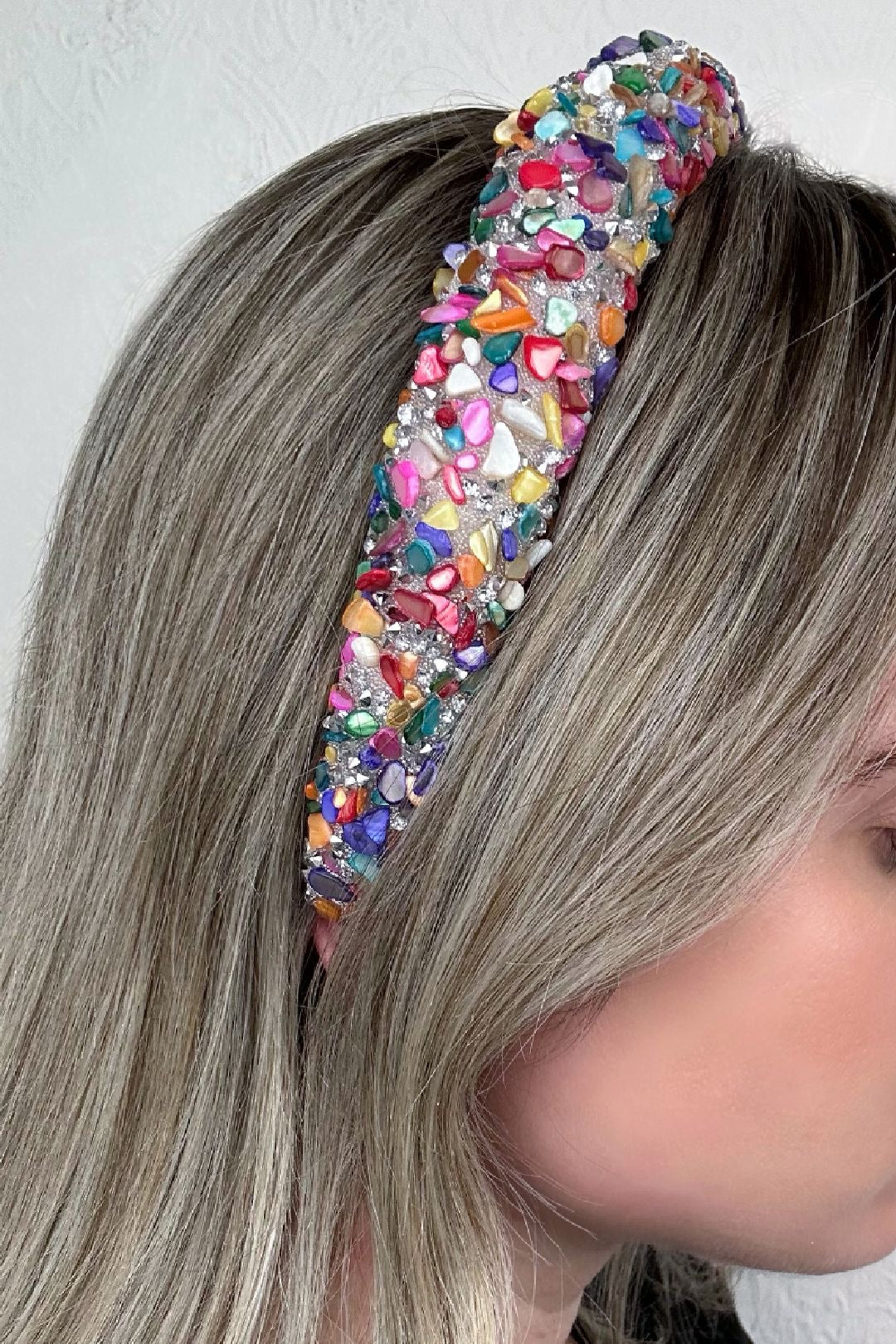 Womens Silver Multi Crystal Embellished Hairband