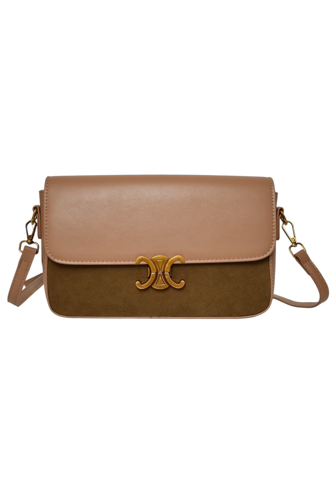 Tan Contrast Material Cross Body Bag
