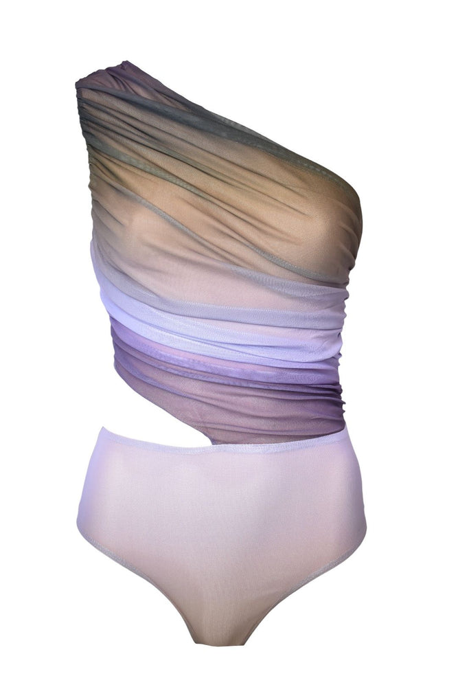 Lilac Cut Out One Shoulder Bodysuit