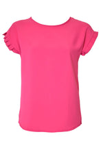 Fuchsia Pleated Sleeve T-shirt