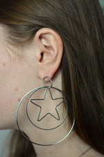 Silver Star Double Hoop Earrings