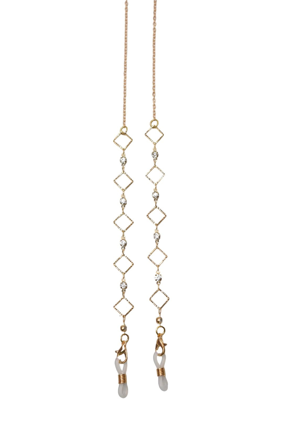 Gold Square Diamante Sunglasses Chain