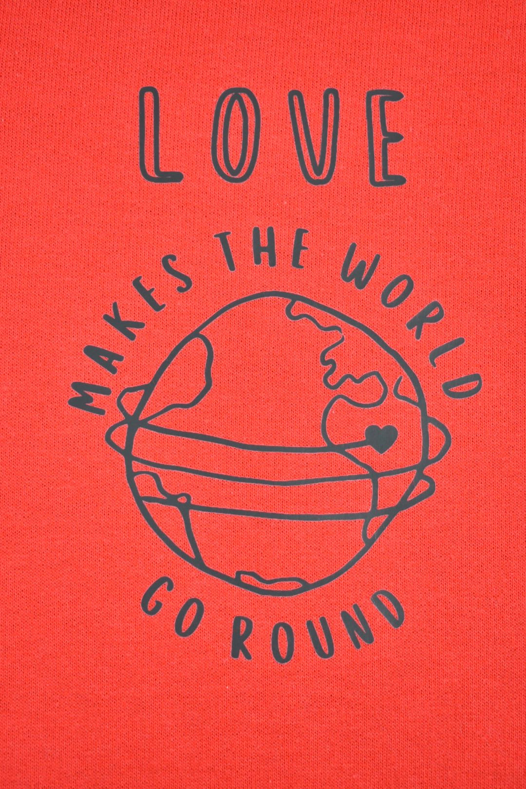 Kids Red Love Makes The World Go Round Hoodie 2