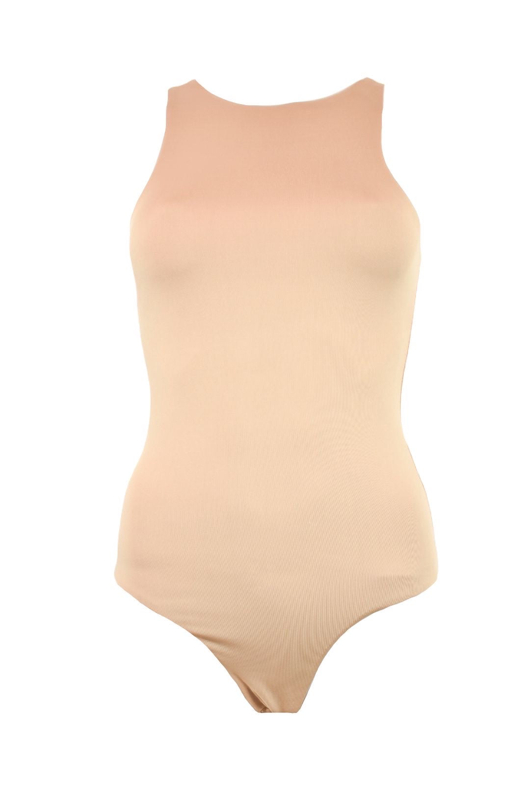 Womens Beige Sleeveless Bodysuit