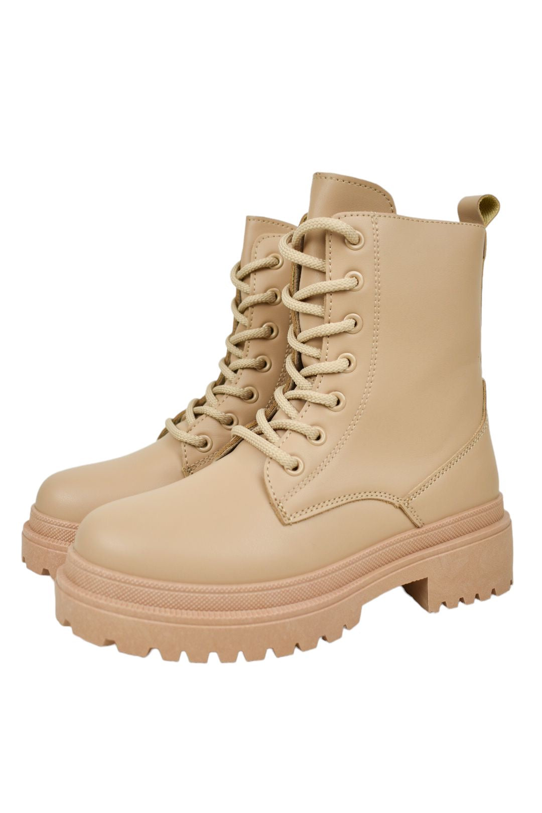 Womens Camel Lace Up Military Boots 2