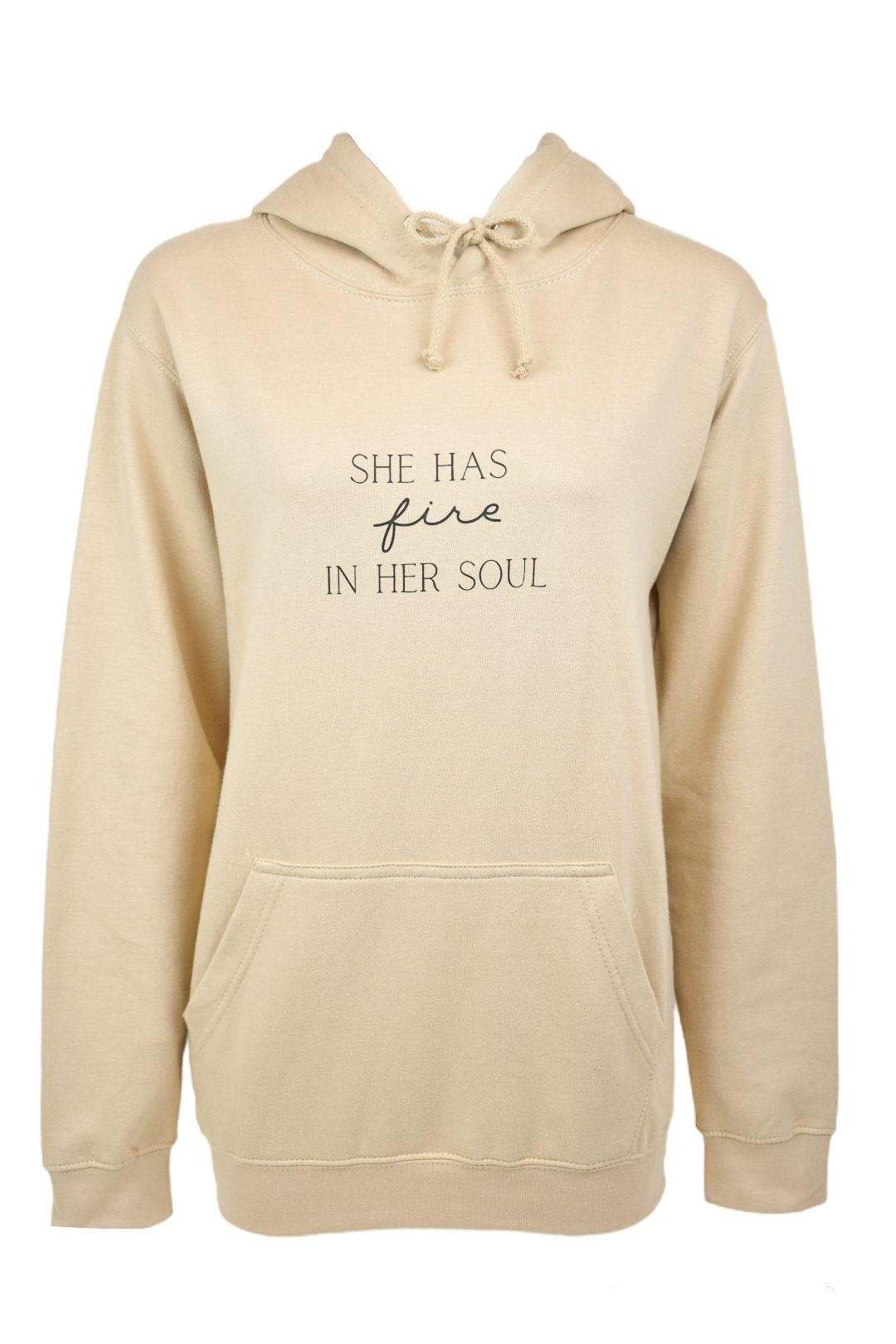 Womens Nude She Has Fire in Her Soul Hoodie