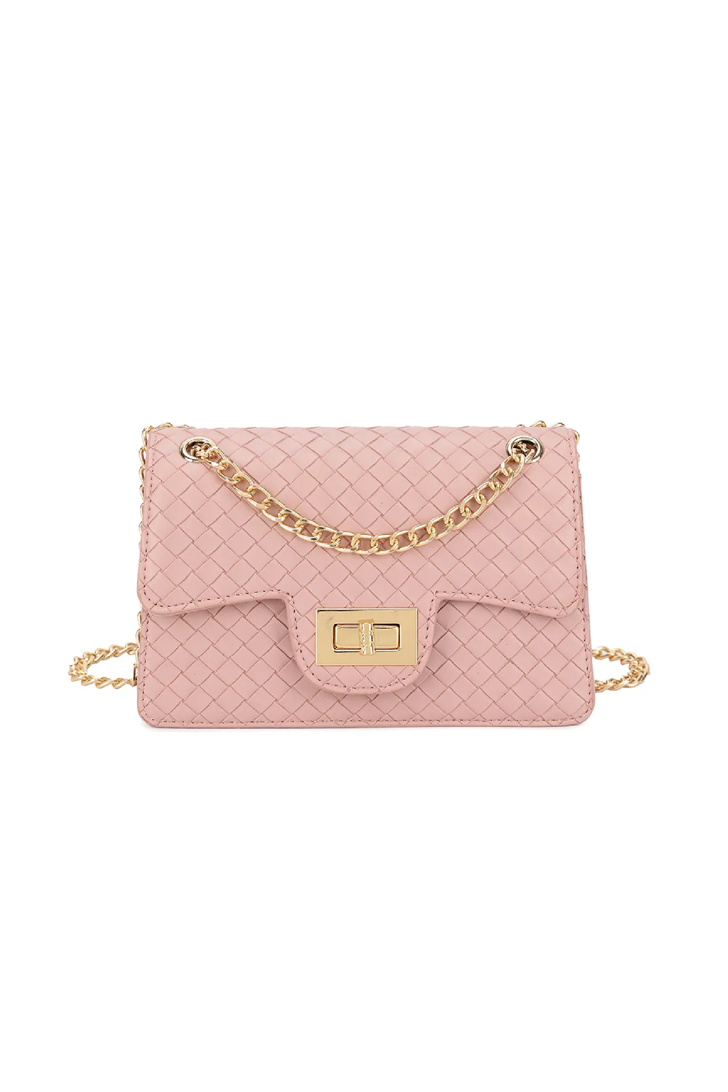 Pink Woven Mini Cross Body Bag