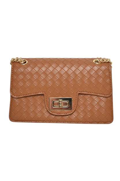 Tan Woven Mini Cross Body Bag