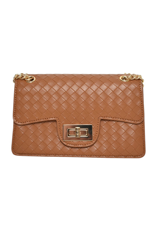 Tan Woven Mini Cross Body Bag