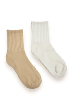Camel & Cream Ribbed Socks