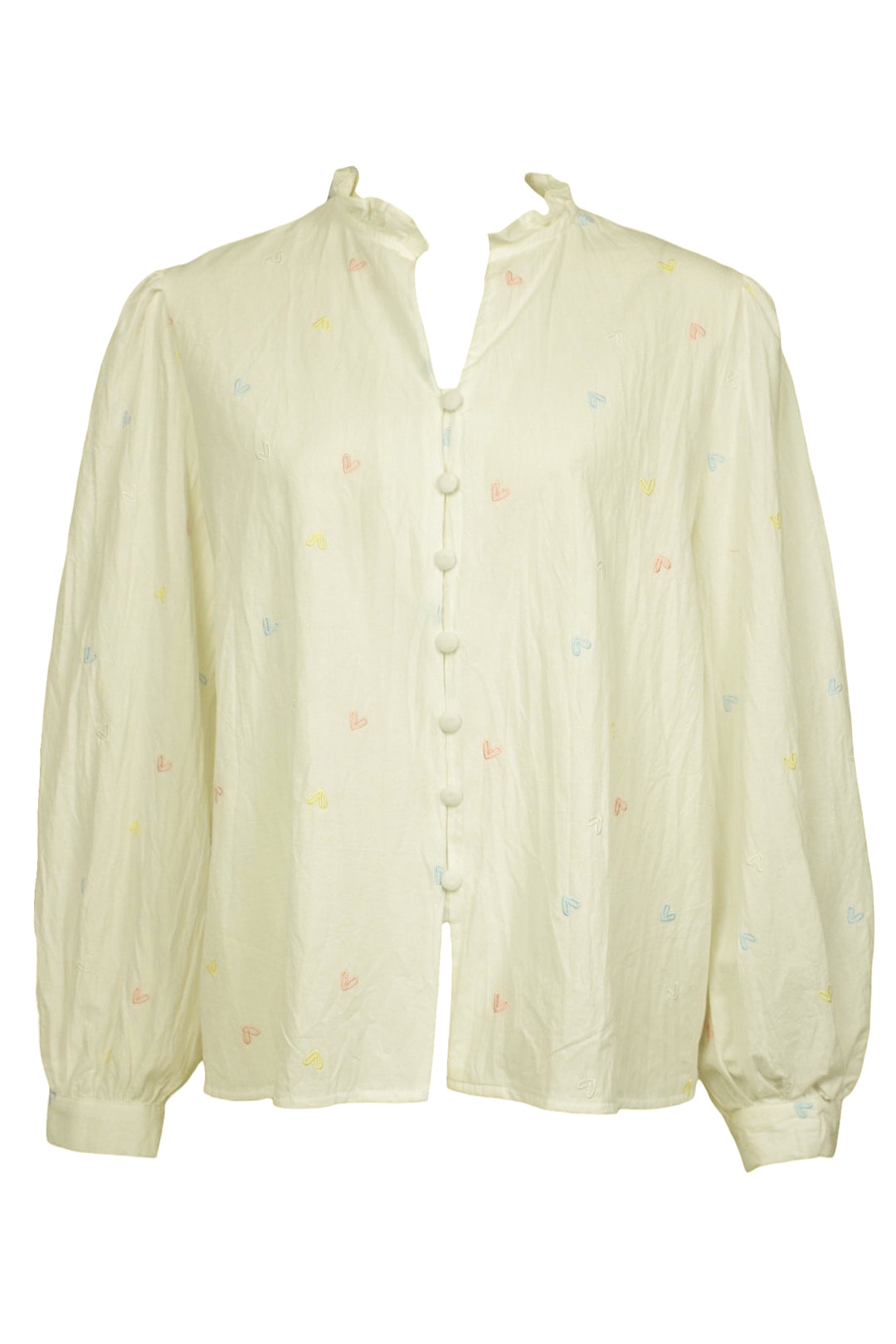 Lemon Pastel Embroidered Heart Shirt