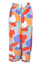 Red & Blue Abstract Patch Wide Leg Trousers