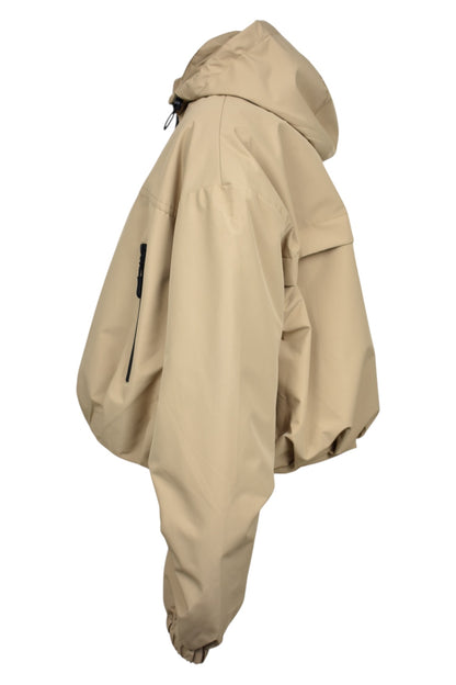 Camel Contrast Zip Hooded Jacket