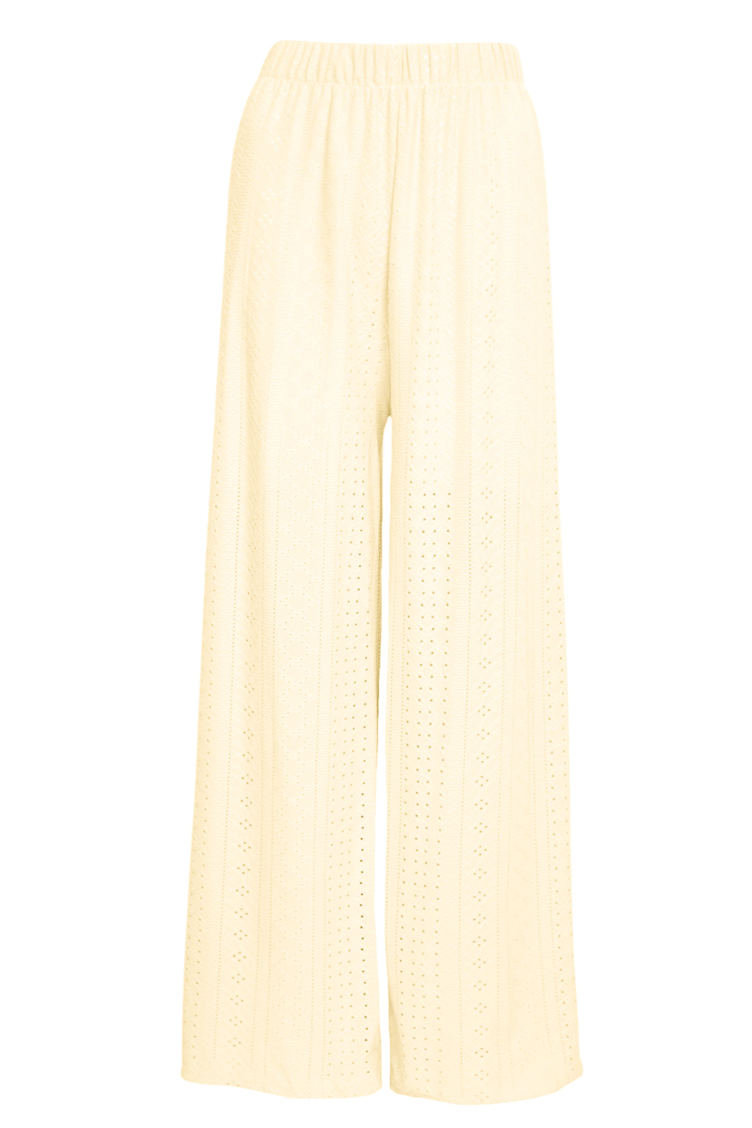 Lemon Broderie Anglaise Wide Leg Trousers