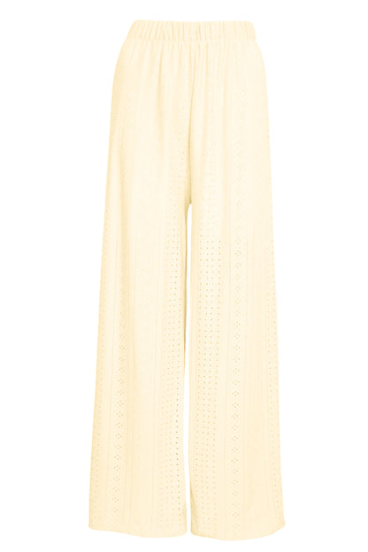 Lemon Broderie Anglaise Wide Leg Trousers