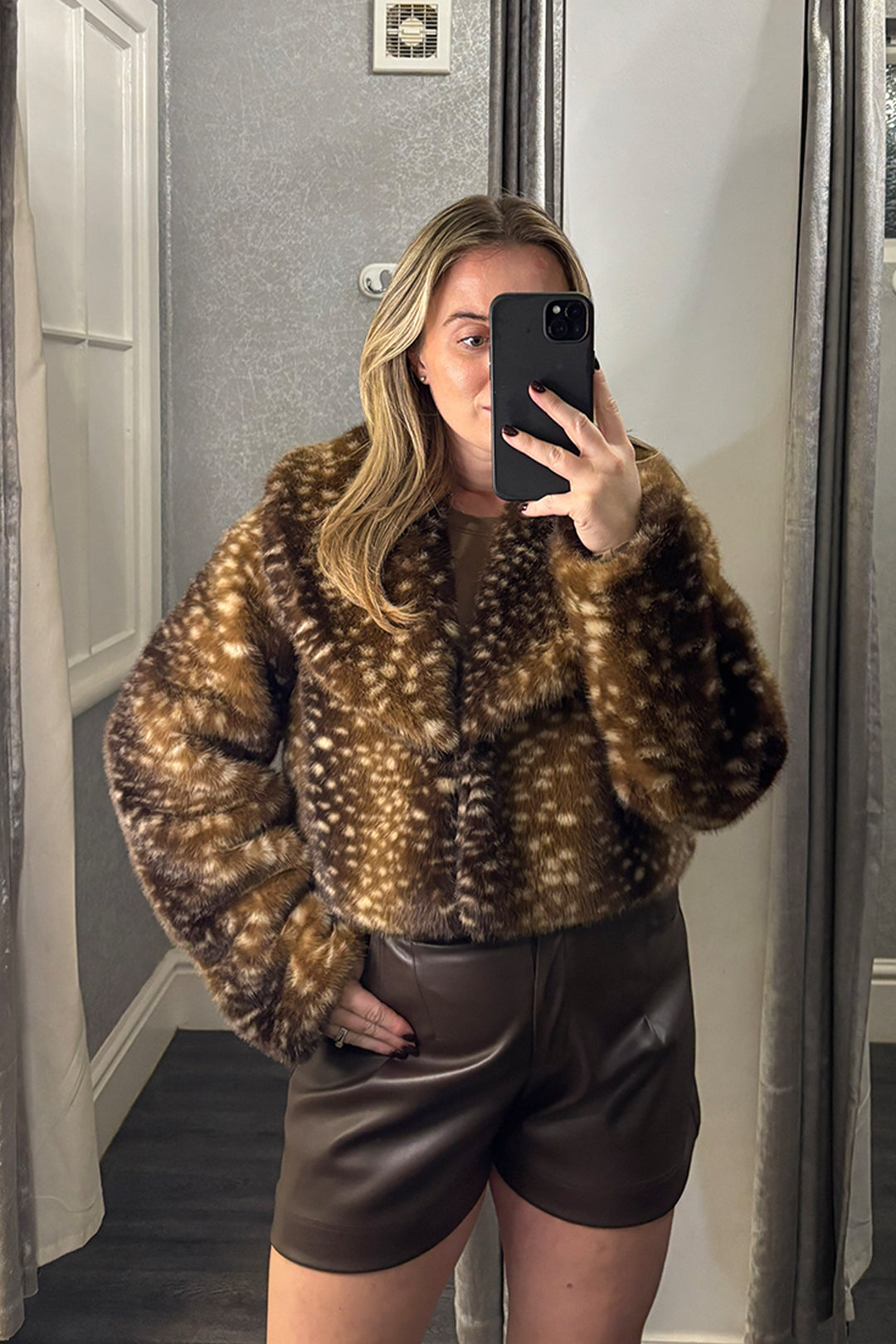 Fawn Faux Fur Cropped Jacket