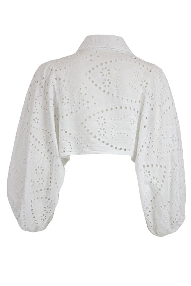 White Broderie Anglaise Tie Front Shirt