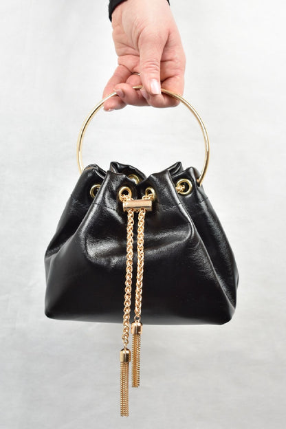 Black Hoop Handle Pouch Bag