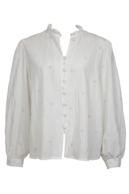 White Pastel Embroidered Head Shirt