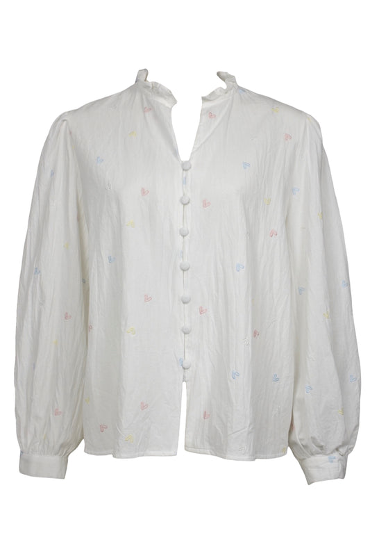White Pastel Embroidered Head Shirt
