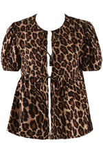 Leopard Print Tie Peplum Top