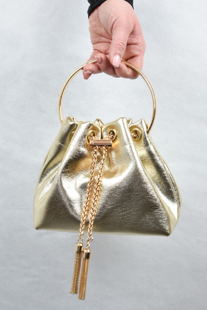 Gold Hoop Handle Pouch Bag