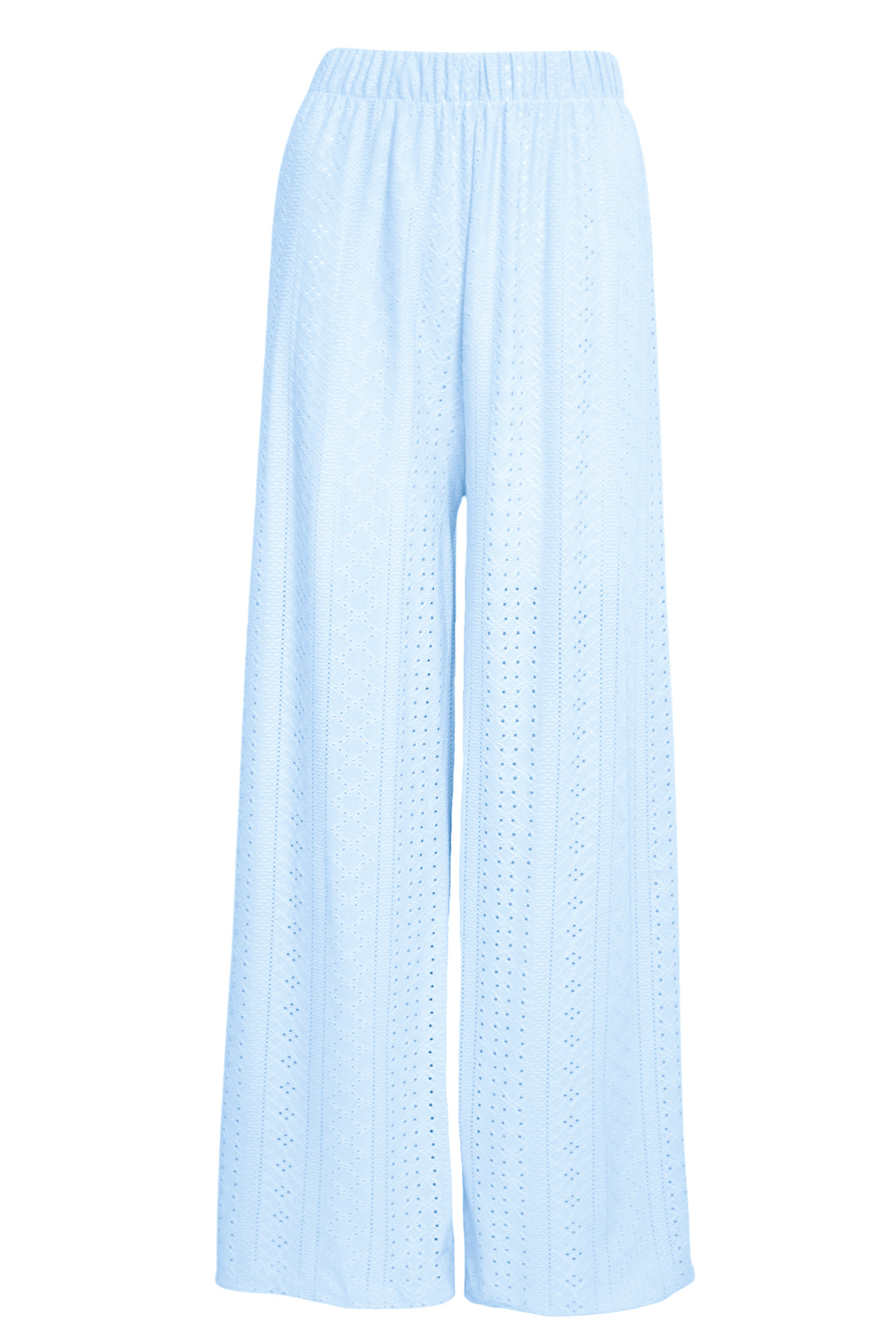 Sky Blue Broderie Anglaise Wide Leg Trousers