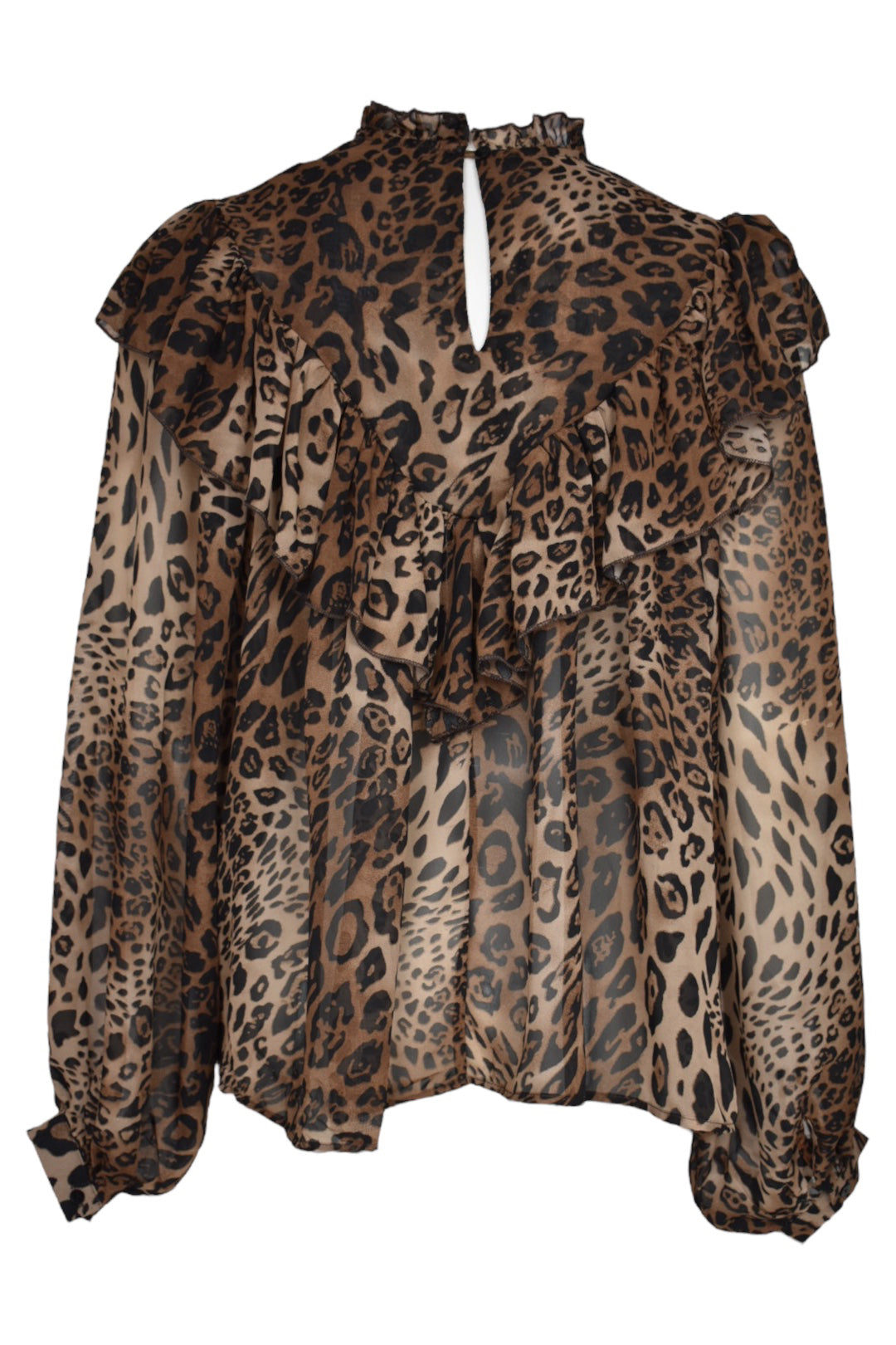 Animal Print Frilled Yoke Blouse