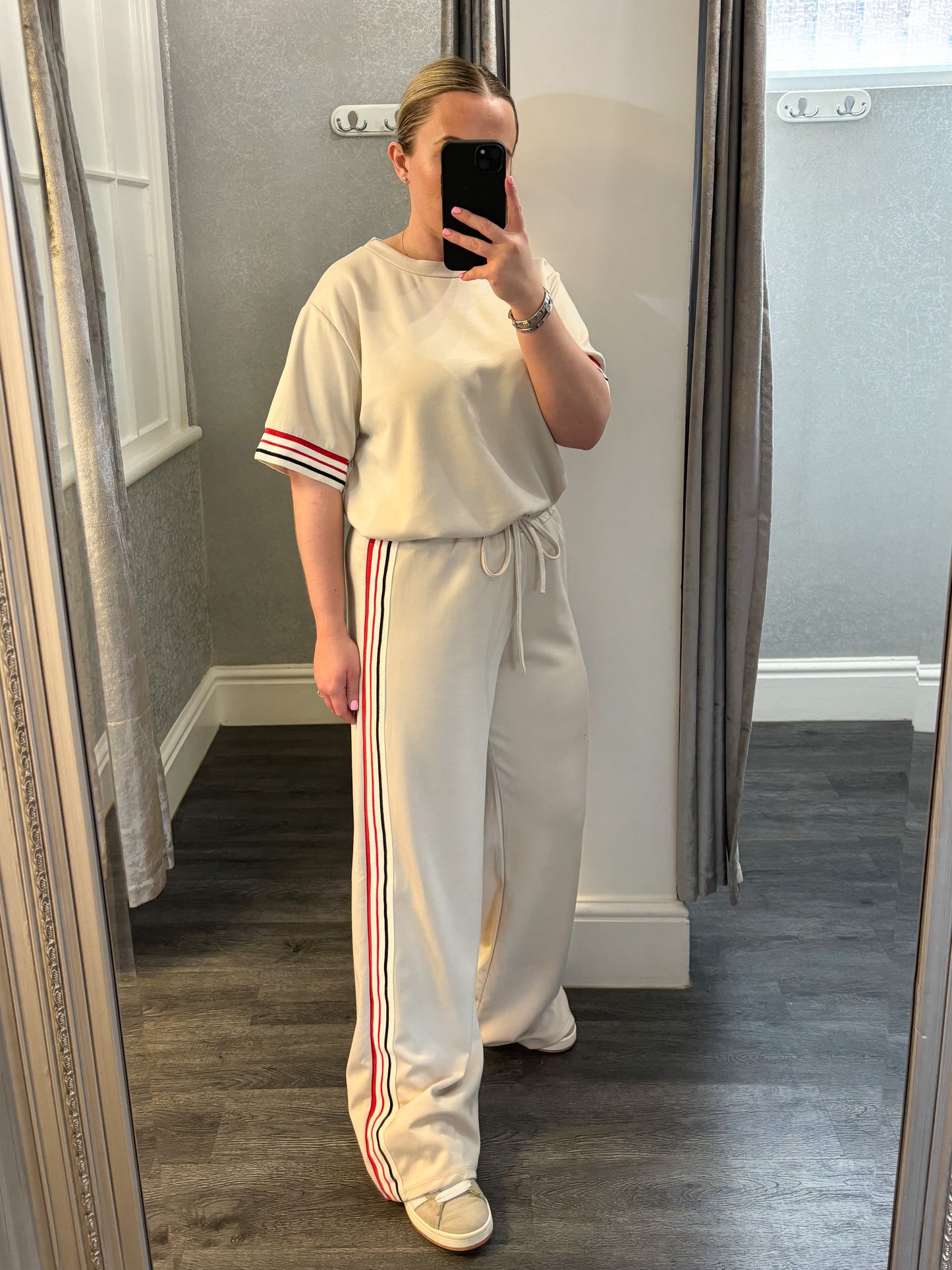 Beige Side Striped Loungesuit