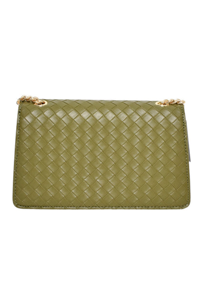 Khaki Woven Mini Cross Body Bag