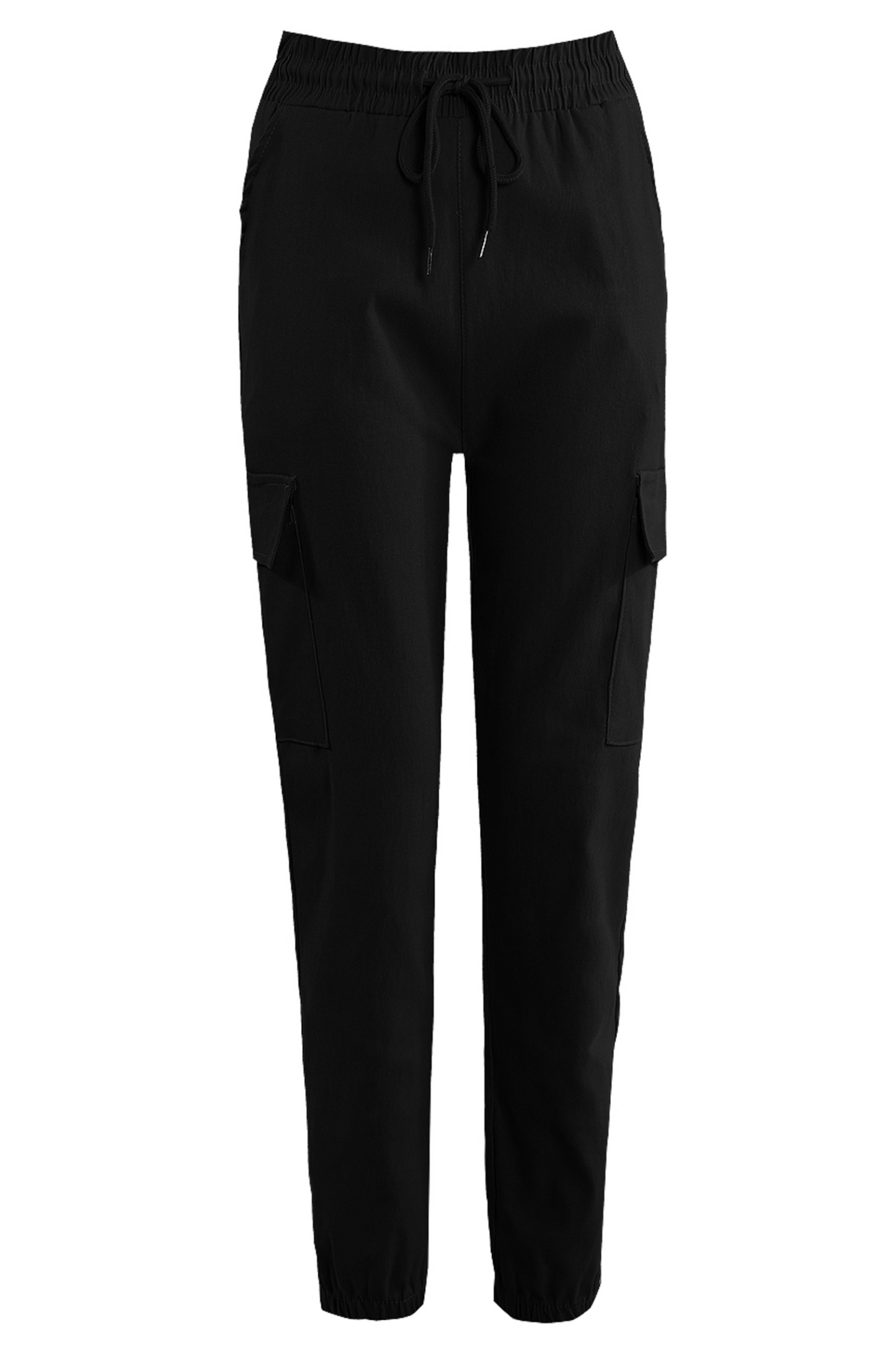 Black Cuffed Cargo Trousers