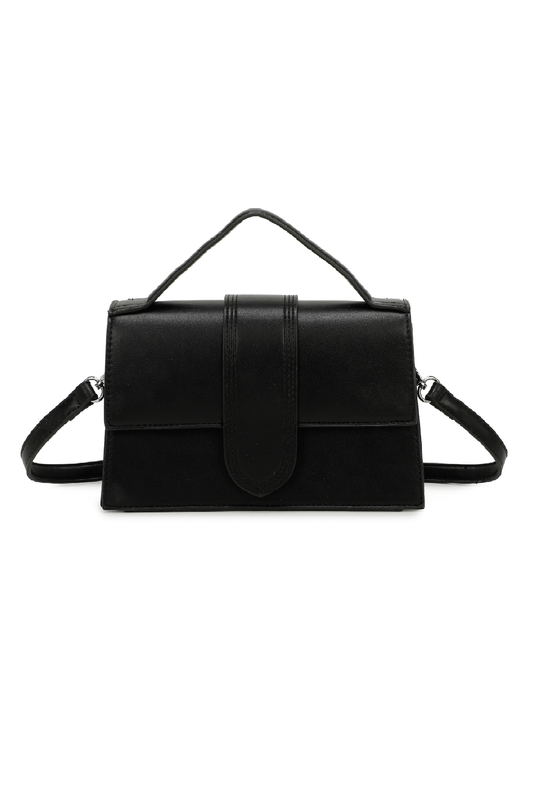 Black Stitched Panel Cross Body Bag