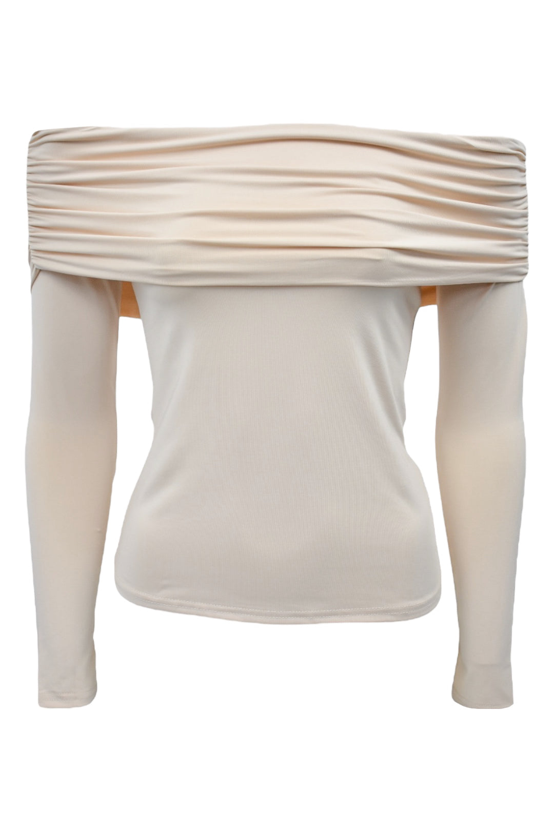 Beige Bardot Long Sleeve Top