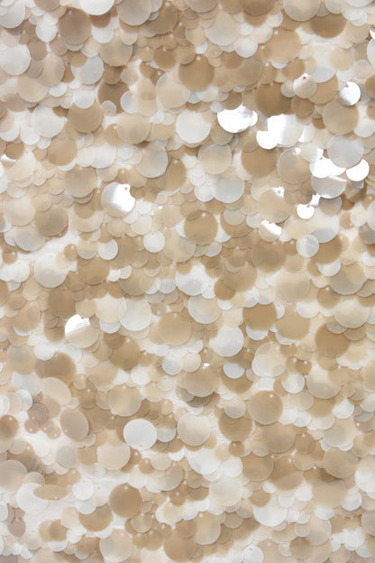 Beige Sequinned Mini Skirt Close Up