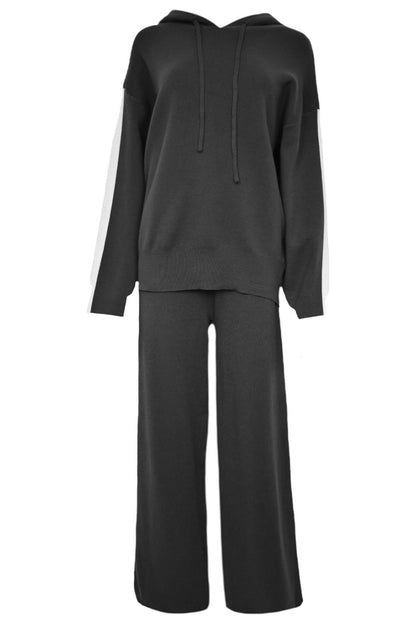 Black Contrast Stripe Knitted Loungesuit