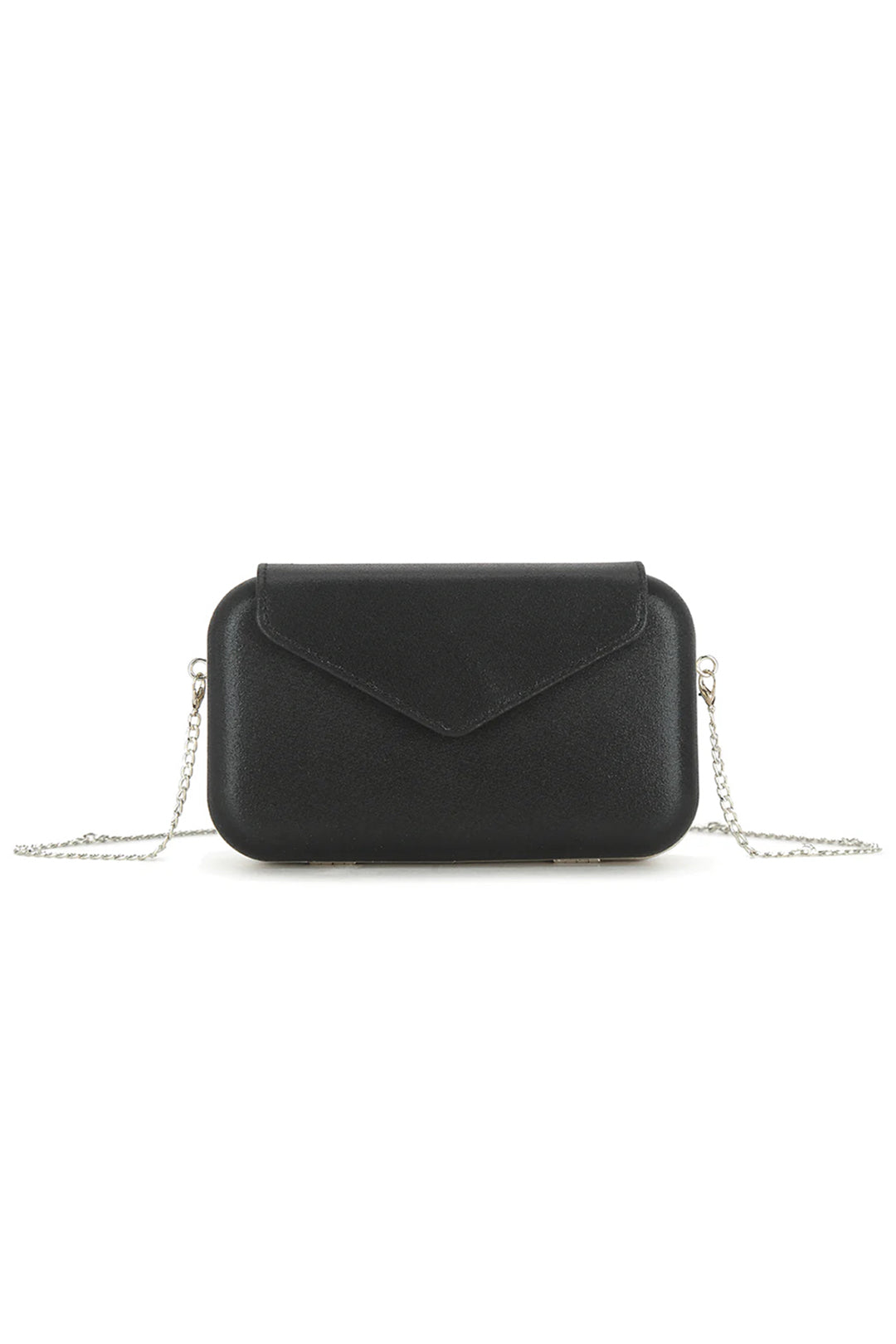 Black Metallic Fold Over Case Clutch
