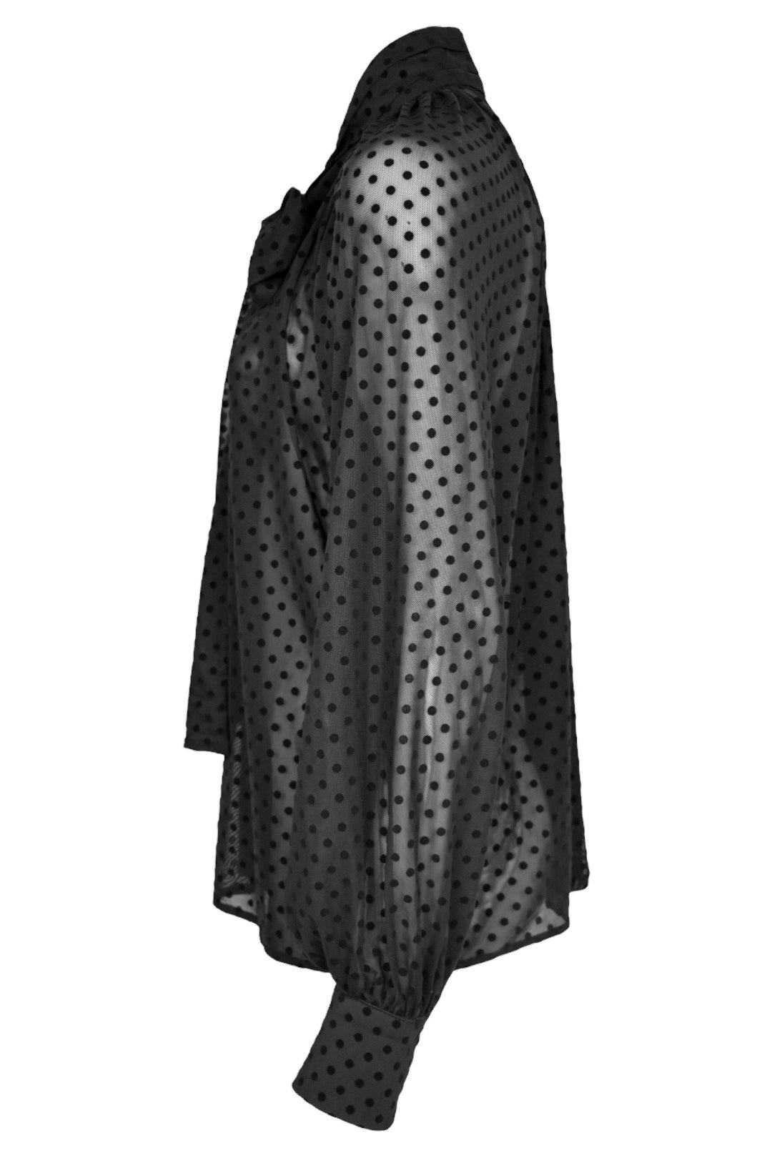 Black Polka Dot Bow Sheer Blouse