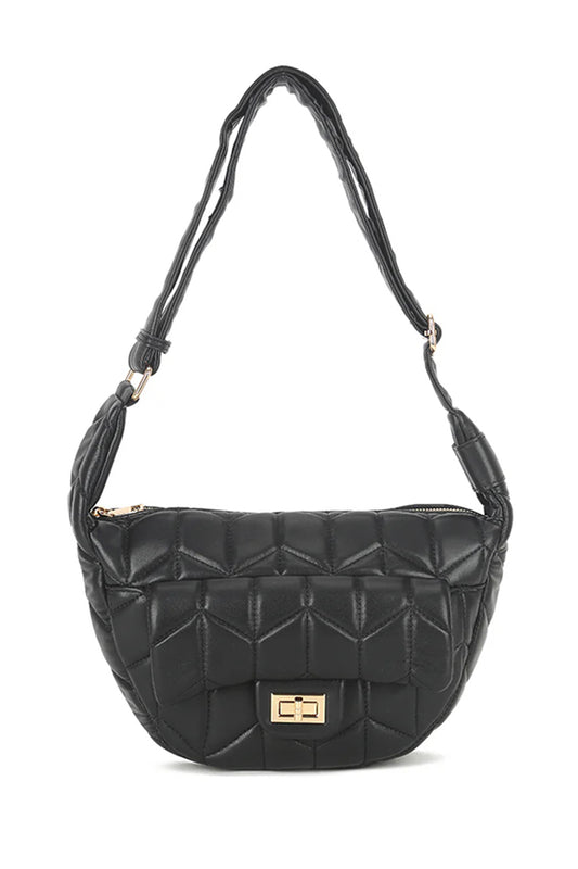 Black Quilted Saddle Bag