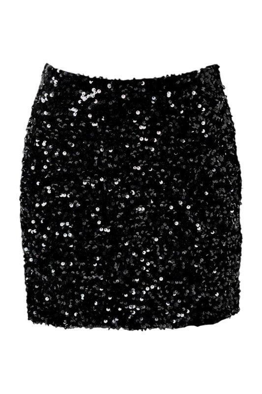 Black Sequinned Mini Skirt 