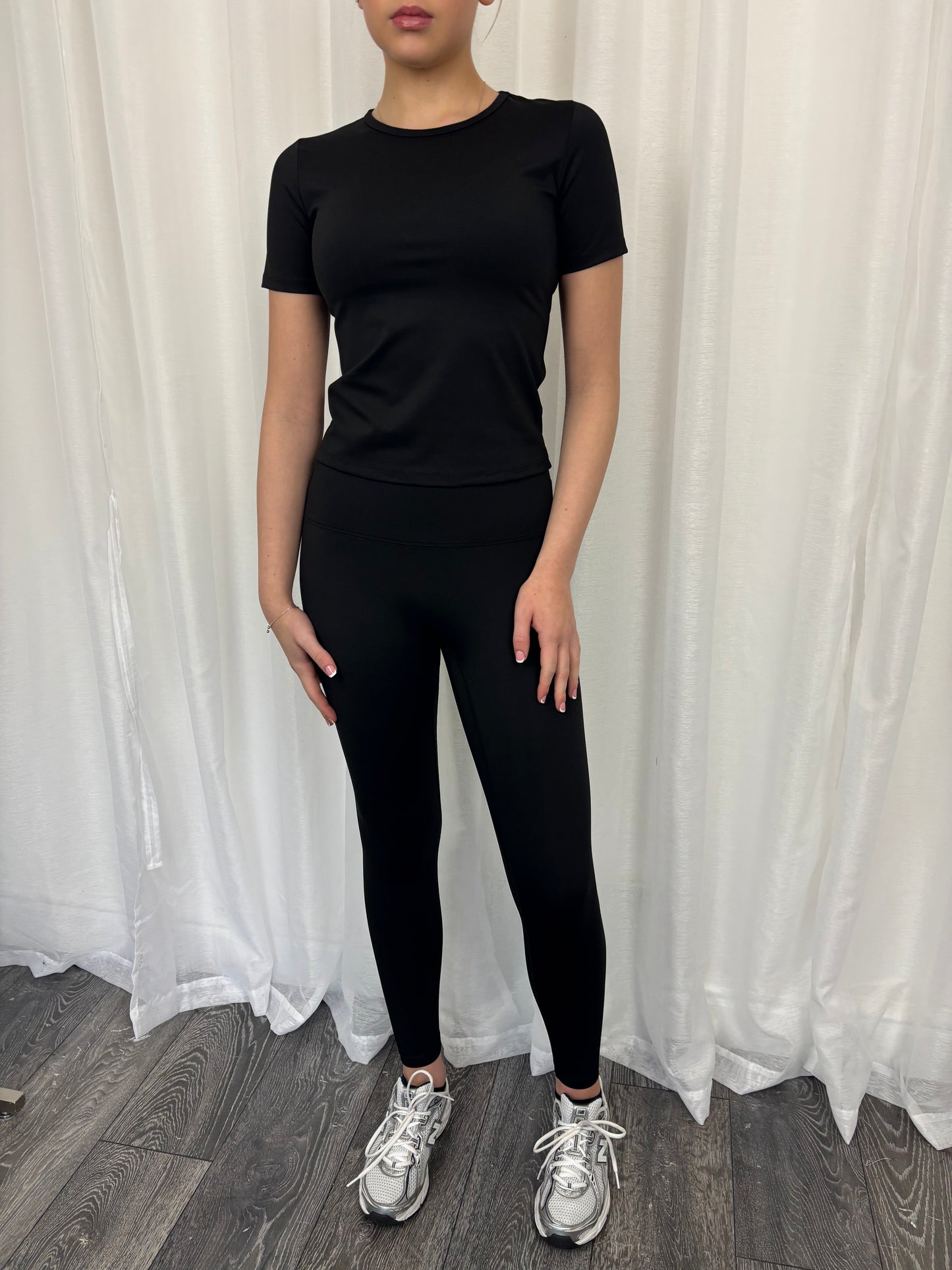 Black Short sleeve Top & Leggings Active Set