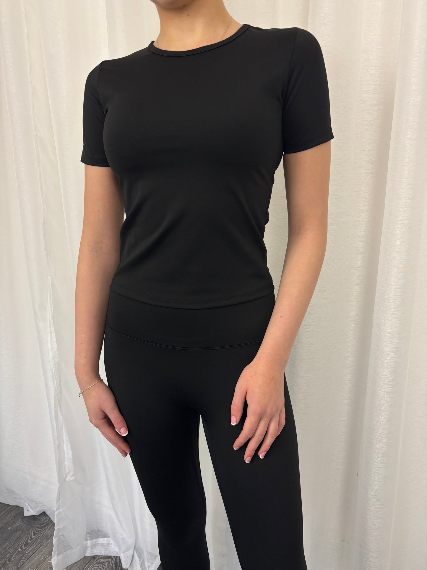 Black Short sleeve Top & Leggings Active Set