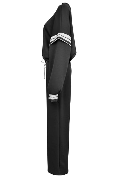 Black Striped Dropped Sleeve Loungesuit