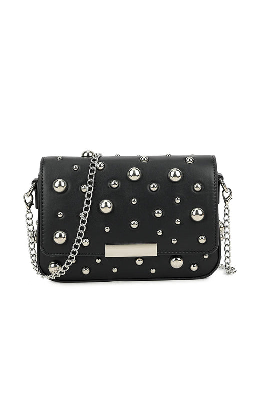 Black Studded Cross Body Bag