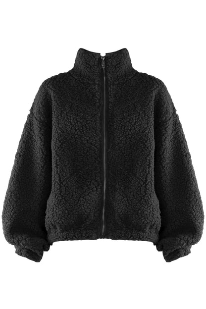 Black Zip Up Teddy Fleece