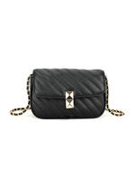 Black Quilted Striped Cross Body Bag