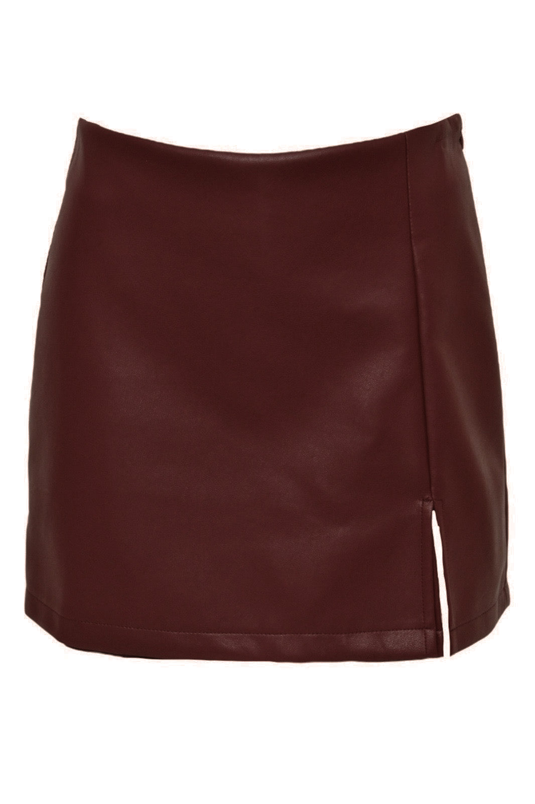 Brown Faux Leather Side Split Skort